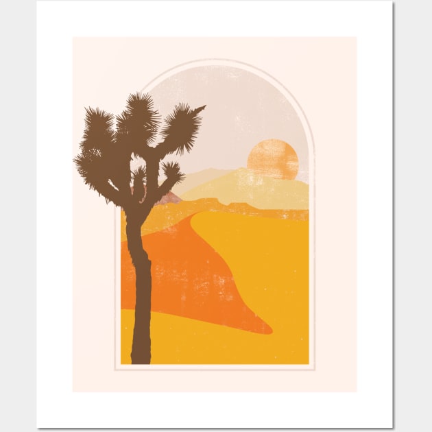 Joshua Tree Desert Minimalist Landscape Illustration Wall Art by goodwordsco